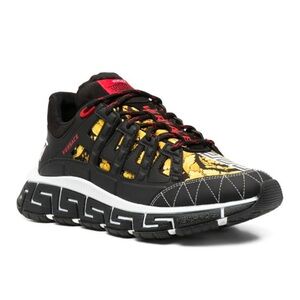 Versace Trigreca baroque-print sneakers (Red/Black/Yellow)  Size 38